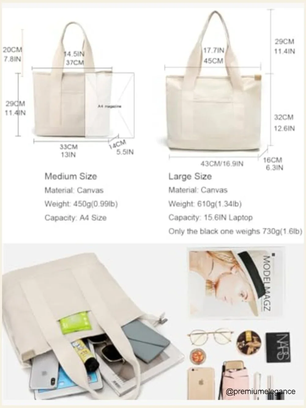 Canvas Women Tote Bag Large Capacity Satchel Handbag for Work Travel